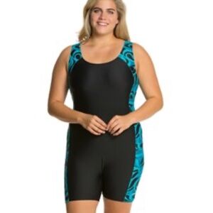 Waterpro Tango Splice Plus Size Unitard - Teal - 22